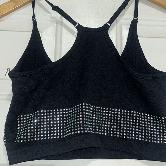 Bella Seamless Black Rhinestones Tank Top Bralette sports bra Women’s Size M - Picture 4 of 4